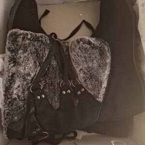Black and Gray Fur-Lined Boots